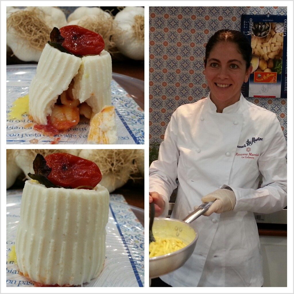 Rosanna Marziale durante uno showcooking per Pasta Di Martino durante Tutto Food (di quest'anno) a Milano 