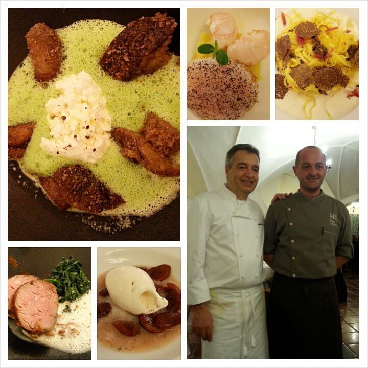 I piatti realizzati dallo chef (stella Michelin) Andrea Canton, del ristorante La Primula di San Quirino (Pn), con lo chef Diego Bellotto dell'Edelhof di Tarvisio