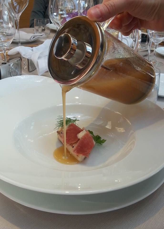Ombrina candita, ricotta e acqua di San Daniele dello chef Emanuele Scarello